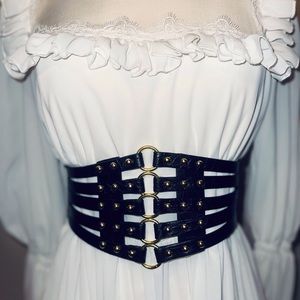 Elegant Black Leather Waist Belt